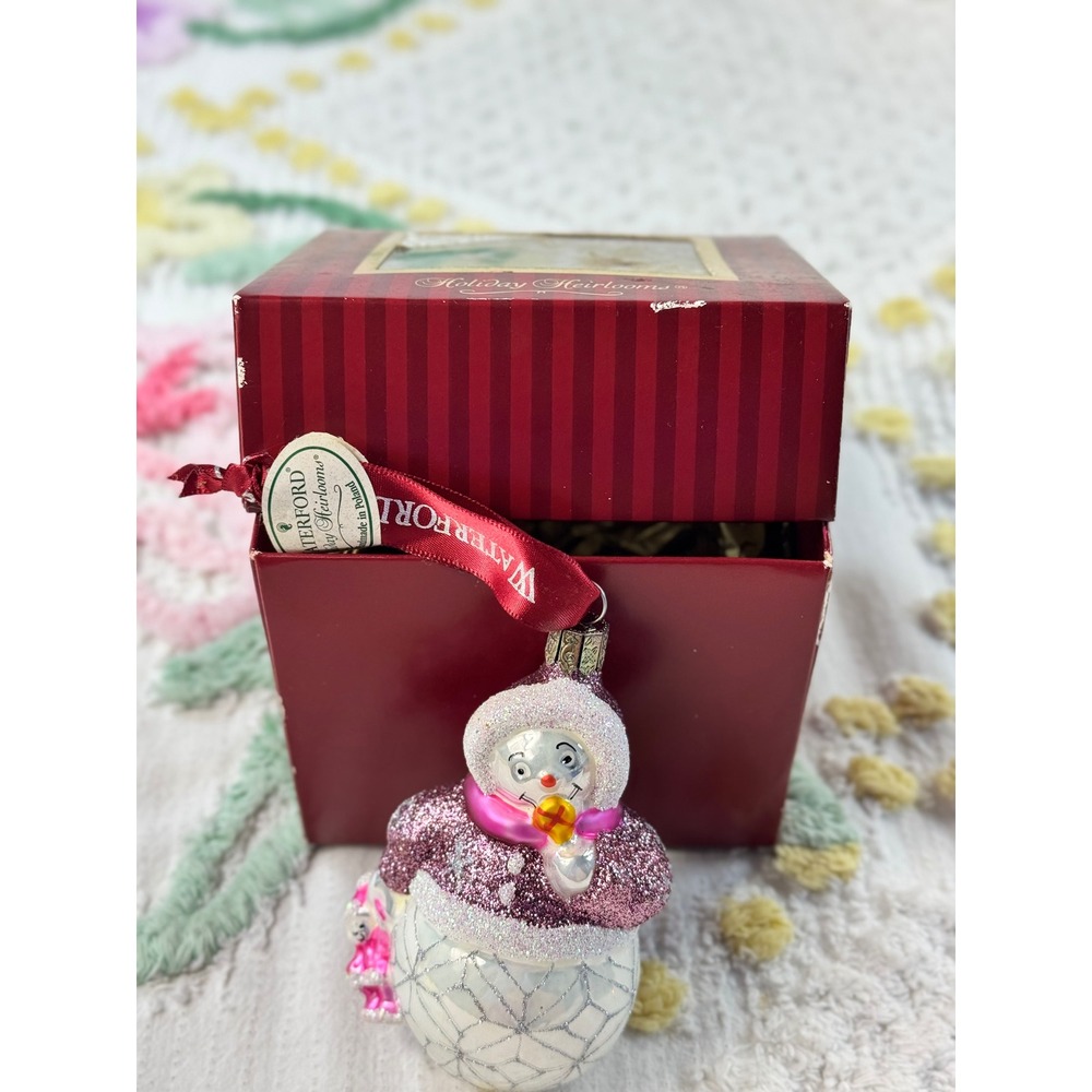 Waterford Holiday Heirlooms Avoca Annie Snowman Glass Ornament 139084 Poland